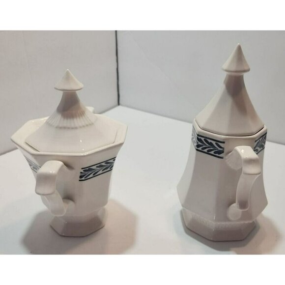 Vtg Independence Ironstone Castleton Japan "Blue Tulip" Sugar Bowl And Creamer - Picture 3 of 13